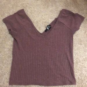 cropped purple shirt